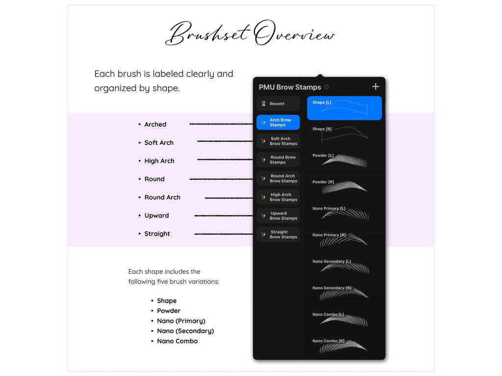 PMU Brow Stamps for Procreate